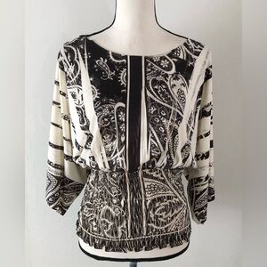 VTG Y2K Design Works Smocked Wide Sleeve Top